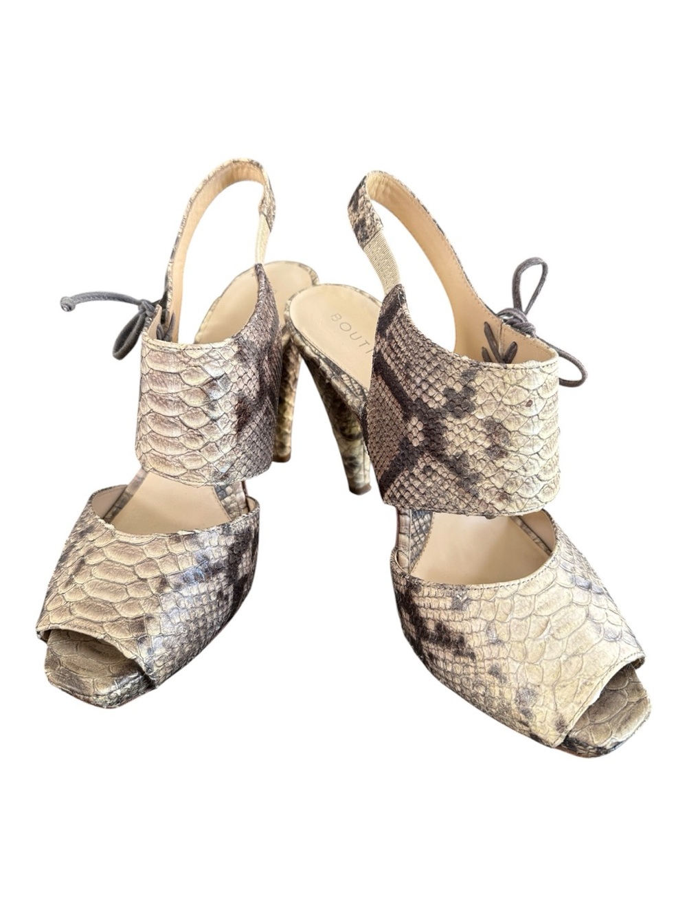 Boutique 9 Embossed Snakeskin Leather Peep Toe Slingback Heels Size 7.5M